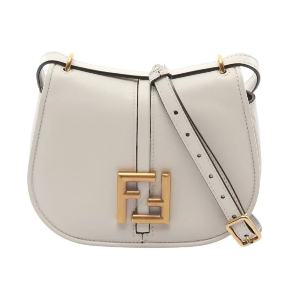 Fendi Camon Shoulder Bag Leather White